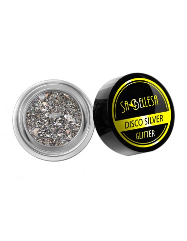 Glitter scintillanti argento a grana media con scaglie olografiche per decorazioni nail art